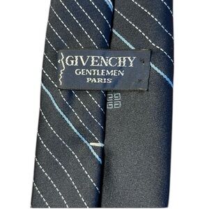 Givenchy Diagonal Striped Navy Blue Gray Mens Necktie